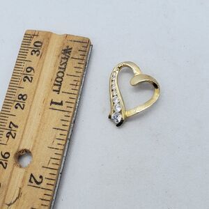 Gold Plated Sterling Silver Heart Pendant with CZs 925 FAS